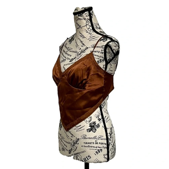 Mable Satin Bandana Triangle Crop Top Brown Y2k Retro Boho Corset M Womens - Picture 4 of 12